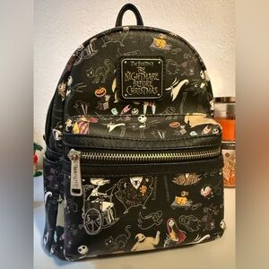 Disney Loungefly Black and Multicolor Nightmare Before Christmas Backpack